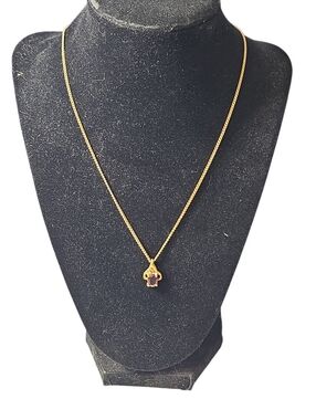 Vintage Avon Gold Tone Amethyst Rhinestone Pendant Necklace 18"